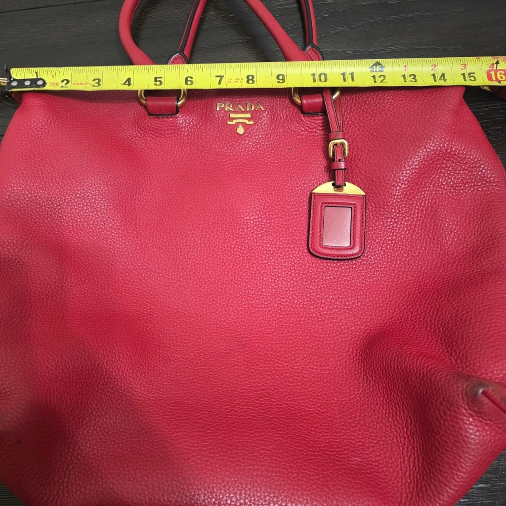 Prada Red Leather Satchel with Gold Details - Picture 3 of 11